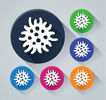 EPS 해외이미지 분홍색 오렌지 일러스트 초록색 파란색 보라색 웹 원형 플랫 바이러스 심볼 감염 박테리아 곰팡이 해외일러스트 도형 컬러 인터넷 과일 의학 파일형식 벡터 이미지허브