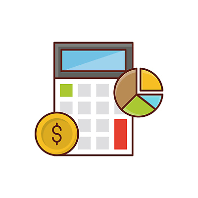 JPG 해외이미지 일러스트 사람없음 금융 동전 계산기 원그래프 해외일러스트 돈 그래프 문구용품 경제 장비 파일형식 이미지허브