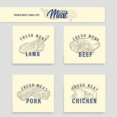 EPS 해외이미지 포스터 일러스트 돼지고기 사람없음 세트 노란색 닭고기 소고기 라인아트 양고기 정육점 해외일러스트 선 컬러 육류 상점 파일형식 벡터 이미지허브