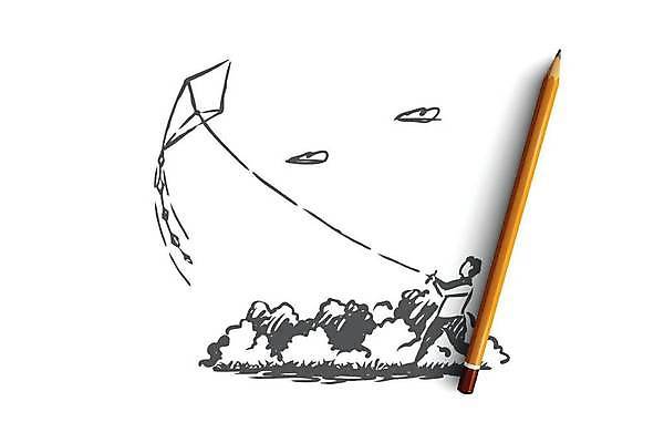 EPS 해외이미지 전신 공원 어린이 컨셉 일러스트 들기 소년 스케치 연 연날리기 손그림 얼굴없음 소년한명만 해외일러스트 공공시설 남자 모션 미술 사람 놀이용품 전통놀이 남자한명만 소년만 파일형식 벡터 이미지허브