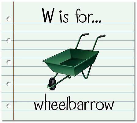 EPS 해외이미지 알파벳 영어 일러스트 영어교육 사람없음 단어 W 단어카드 외발수레 해외일러스트 문자 교육 수레 파일형식 벡터 단어장 이미지허브