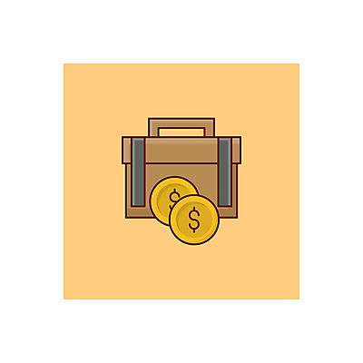 JPG 해외이미지 서류가방 일러스트 사람없음 금융 노란색 달러 동전 해외일러스트 컬러 돈 가방 경제 파일형식 이미지허브