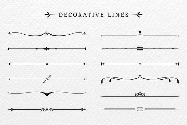 EPS 해외이미지 디자인 일러스트 추상 사람없음 세트 빈티지 고급 라인아트 직선 디바이더 엘리먼트 해외일러스트 선 컨셉 무늬 파일형식 벡터 이미지허브
