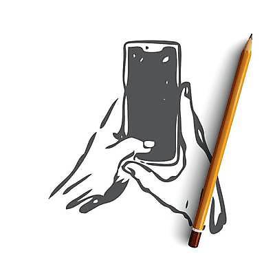 EPS 해외이미지 손 일러스트 모바일 들기 신체부위 스마트폰 잡기 스케치 손그림 해외일러스트 모션 미술 사람 핸드폰 스마트기기 파일형식 벡터 이미지허브
