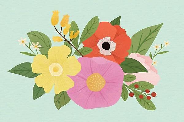 EPS 해외이미지 식물 디자인 꽃 꽃다발 백그라운드 잎 꽃무늬 패턴 일러스트 벽지 그래픽 장식 초록색 여름 세트 컬러풀 벚꽃 그림 복고 손그림 녹색배경 내추럴 피튜니아 해외일러스트 계절 컬러 무늬 파일형식 벡터 이미지허브