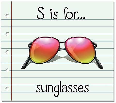 EPS 해외이미지 알파벳 영어 일러스트 영어교육 사람없음 단어 선글라스 S 단어카드 해외일러스트 문자 교육 안경 파일형식 벡터 단어장 이미지허브