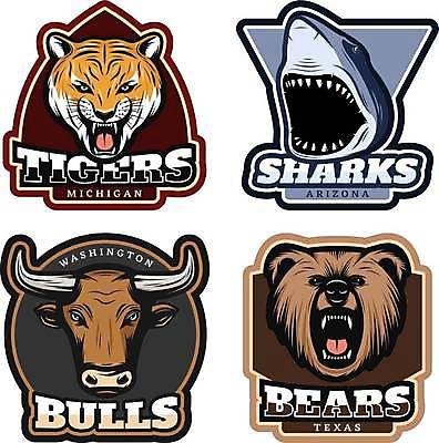 EPS 해외이미지 야생동물 스티커 여러마리 일러스트 곰 입벌림 사람없음 세트 라벨 호랑이 황소 상어 포효 해외일러스트 동물 다수 포유류 프레임 표정 어류 외침 소 파일형식 벡터 이미지허브