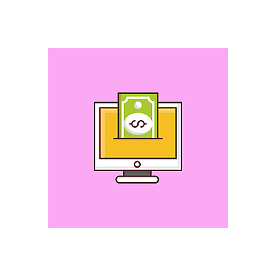 JPG 해외이미지 분홍색 지폐 일러스트 사람없음 금융 달러 모니터 저축 인터넷뱅킹 해외일러스트 컬러 돈 경제 컴퓨터 파일형식 이미지허브