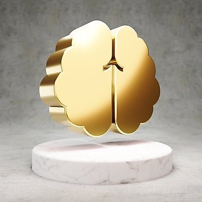 JPG 해외이미지 일러스트 사람없음 3D 디지털 금색 황금 심볼 뇌 광택 해외일러스트 컬러 디지털합성 파일형식 이미지허브