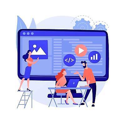 EPS 해외이미지 전신 여자 남자 의자 일러스트 사다리 협력 들기 앉기 성인 세명 노트북 디지털 모니터 손내밀기 프로그래머 프로그래밍 성인만 디지털라이프 해외일러스트 직업 라이프스타일 가구 모션 사람 손짓 전자제품 컴퓨터 도구 작업 개발 파일형식 벡터 이미지허브