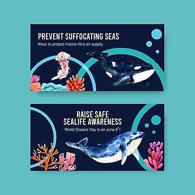 EPS 해외이미지 배너 가로배너 일러스트 세마리 사람없음 산호 산호초 남색 고래 해파리 범고래 배너세트 해외일러스트 컬러 포유류 3 가로 세트 수중동물 수중식물 자포동물 파일형식 벡터 이미지허브