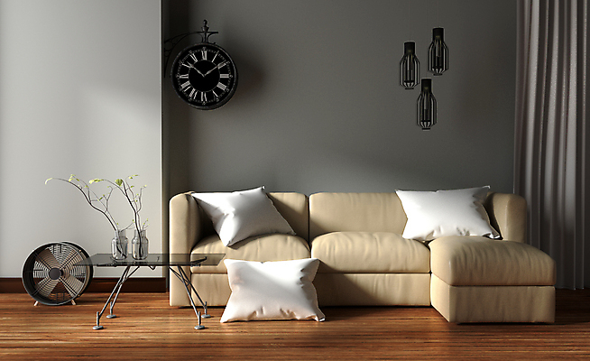 포토 JPG 해외이미지 식물 화분 쿠션 조명 실내 그림자 사람없음 인테리어 소파 햇빛 3D 회색 커튼 벽시계 미니멀 해외포토 디자인 시계 컬러 의자 내부 태양 디지털합성 파일형식 이미지허브