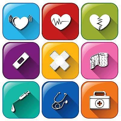 EPS 해외이미지 일러스트 청진기 버튼 병원 사람없음 치료 컬러풀 건강관리 하트 반창고 구급상자 붕대 주사약 심전도 해외일러스트 모양 컬러 의학 의료기기 건강 관리 약 의료용품 파일형식 벡터 이미지허브