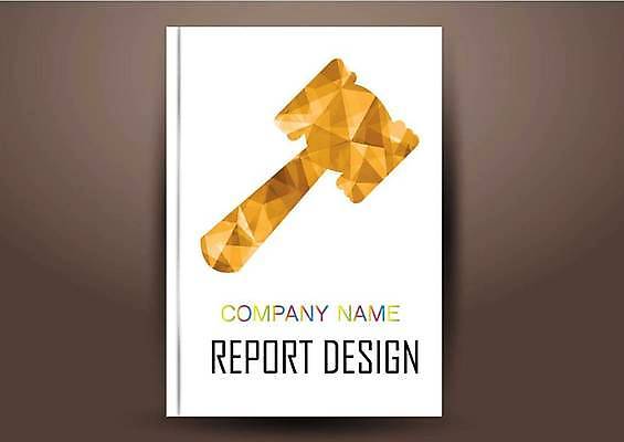 EPS 해외이미지 표지디자인 표지 북커버 일러스트 비즈니스 사람없음 책 노란색 의사봉 폴리곤 표지샘플 해외일러스트 컬러 파일형식 벡터 이미지허브