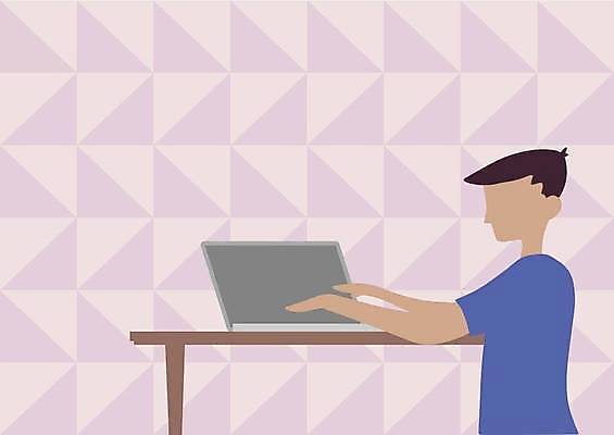 EPS 해외이미지 디자인 남자 백그라운드 일러스트 비즈니스 탁자 한명 앉기 상반신 성인 노트북 컴퓨터 작업 비즈니스맨 얼굴없음 성인남자한명만 해외일러스트 1 가구 모션 사람 전자제품 직장인 남자한명만 성인남자만 파일형식 벡터 이미지허브