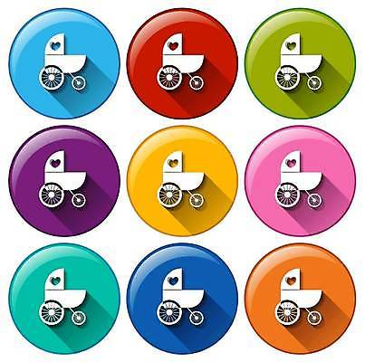 EPS 해외이미지 일러스트 사람없음 세트 컬러풀 하트 원형 유모차 해외일러스트 모양 도형 컬러 아기용품 파일형식 벡터 이미지허브