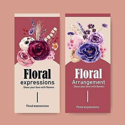 EPS 해외이미지 디자인 꽃 포스터 리플렛 일러스트 수채화 사람없음 장미 개화 손그림 라벤더 작약 피튜니아 해외일러스트 식물 허브 파일형식 벡터 이미지허브