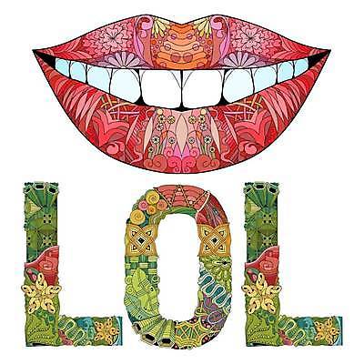 EPS 해외이미지 일러스트 웃음 타이포그라피 사람없음 신체부위 단어 입 화려 젠탱글 해외일러스트 문자 컨셉 표정 사람 파일형식 벡터 이미지허브