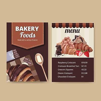 EPS 해외이미지 일러스트 딸기 사람없음 갈색 초콜릿 빵집 달콤 크루아상 메뉴 생크림 메뉴판 버터 나무숟가락 해외일러스트 빵 컬러 과일 디저트 상점 숟가락 맛 크림 파일형식 벡터 이미지허브