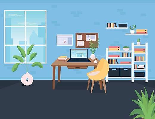 EPS 해외이미지 의자 일러스트 선반 직장 사람없음 노트북 사무실 업무 만화 책상 해외일러스트 가구 회사 비즈니스 전자제품 작업 파일형식 벡터 이미지허브