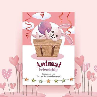 EPS 해외이미지 한마리 포스터 리본 분홍색 동물캐릭터 일러스트 공 들기 사람없음 귀여움 하트 토끼 나무상자 들어가기 해외일러스트 일러캐릭터 모양 동물 캐릭터 1 컬러 컨셉 포유류 모션 반려동물 상자 파일형식 벡터 이미지허브