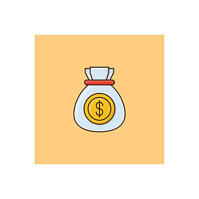 JPG 해외이미지 일러스트 사람없음 금융 노란색 달러 동전 돈자루 해외일러스트 컬러 돈 경제 파일형식 이미지허브