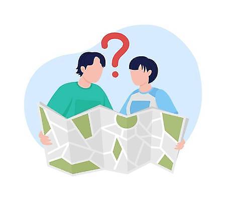 EPS 해외이미지 커플 응시 여자 남자 하늘색 지도 일러스트 들기 상반신 성인 두명 물음표 길찾기 의문 얼굴없음 성인만 해외일러스트 기호 시선 컨셉 관계 모션 사람 파란색 파일형식 벡터 이미지허브