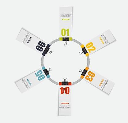 EPS 해외이미지 디자인 일러스트 비즈니스 사람없음 숫자 자료 인포그래픽 정보 원형 서류집게 목차 해외일러스트 도형 문자 집게 파일형식 벡터 이미지허브