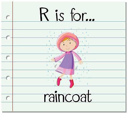 EPS 해외이미지 전신 알파벳 영어 여자 어린이 일러스트 영어교육 한명 단어 비 우비 R 단어카드 소녀한명만 해외일러스트 자연요소 문자 1 옷 교육 날씨 사람 여자한명만 소녀만 파일형식 벡터 단어장 이미지허브