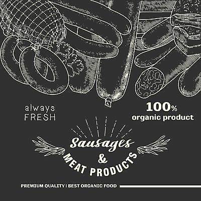 EPS 해외이미지 일러스트 육류 돼지고기 사람없음 소고기 소시지 스케치 햄 양고기 정육점 해외일러스트 식재료 미술 상점 가공식품 파일형식 벡터 이미지허브