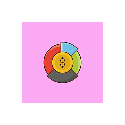 JPG 해외이미지 분홍색 일러스트 사람없음 금융 달러 동전 원그래프 해외일러스트 컬러 돈 그래프 경제 파일형식 이미지허브