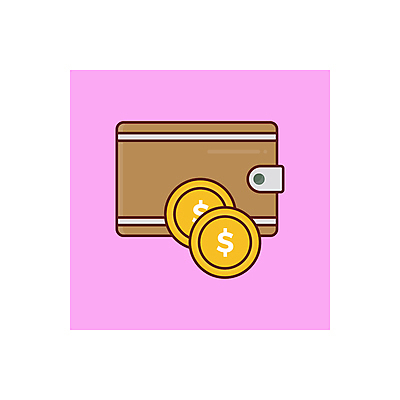 JPG 해외이미지 분홍색 일러스트 사람없음 금융 달러 동전 지갑 해외일러스트 컬러 돈 경제 파일형식 이미지허브