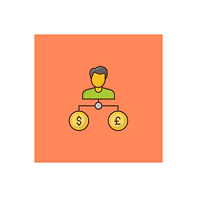 JPG 해외이미지 일러스트 사람모양 사람없음 금융 달러 동전 주황색 유로 고객 환전 해외일러스트 모양 컬러 돈 경제 파일형식 이미지허브