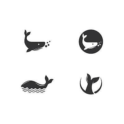 EPS 해외이미지 물결 일러스트 사람없음 세트 검은색 원형 심볼 고래 꼬리 물결무늬 해외일러스트 도형 컬러 무늬 포유류 수중동물 파일형식 벡터 이미지허브