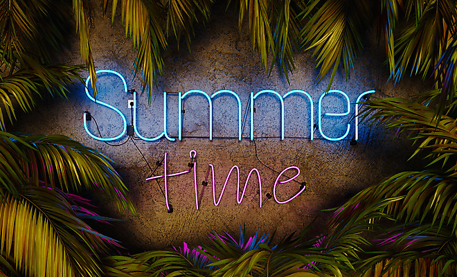 포토 JPG 해외이미지 영어 타이포그라피 사람없음 3D 네온 야자수잎 해외포토 문자 잎 디지털합성 파일형식 이미지허브