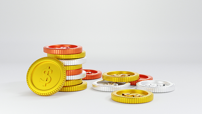 포토 JPG 해외이미지 사람없음 3D 쌓기 달러 동전 흰색 디지털합성 동전탑 해외포토 컬러 돈 모션 파일형식 이미지허브