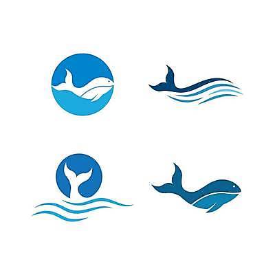 EPS 해외이미지 물결 일러스트 사람없음 파란색 세트 원형 심볼 고래 꼬리 물결무늬 해외일러스트 도형 컬러 무늬 포유류 수중동물 파일형식 벡터 이미지허브