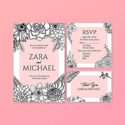 EPS 해외이미지 꽃 분홍색 결혼 잎 일러스트 프레임 타이포그라피 사람없음 라인아트 청첩장 프레임일러스트 해외일러스트 식물 문자 선 컬러 카드_감사 이벤트 파일형식 벡터 이미지허브