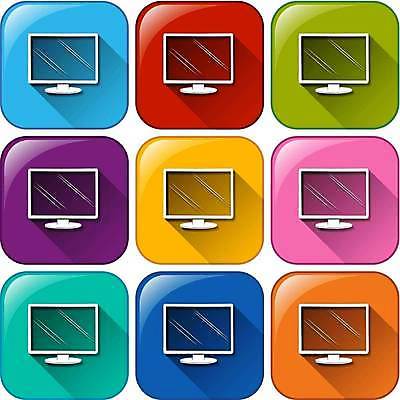 EPS 해외이미지 일러스트 버튼 사람없음 컬러풀 모니터 해외일러스트 컬러 컴퓨터 파일형식 벡터 이미지허브