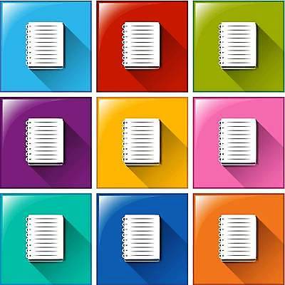 EPS 해외이미지 일러스트 버튼 사람없음 컬러풀 공책 해외일러스트 컬러 문구용품 파일형식 벡터 이미지허브