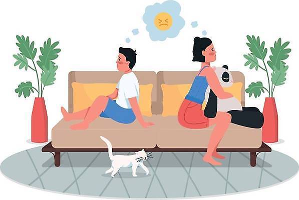 EPS 해외이미지 캐릭터 여자 남자 어린이 말풍선 일러스트 가족 관계 안기 소년 소파 고양이 곰인형 등돌리기 분노 찡그림 플랫 만화 충돌 싸움 이모티콘 남동생 반려묘 해외일러스트 일러캐릭터 감정 인형 의자 포유류 모션 표정 사람 반려동물 동생 파일형식 벡터 이미지허브