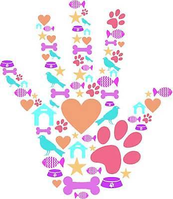 EPS 해외이미지 동물 실루엣 일러스트 조류 어류 사람없음 반려동물 보라색 하트 손모양 개집 개발바닥 뼈다귀모양 해외일러스트 모양 컬러 촬영기법 수중동물 발바닥 애견용품 파일형식 벡터 손_신체부위 이미지허브