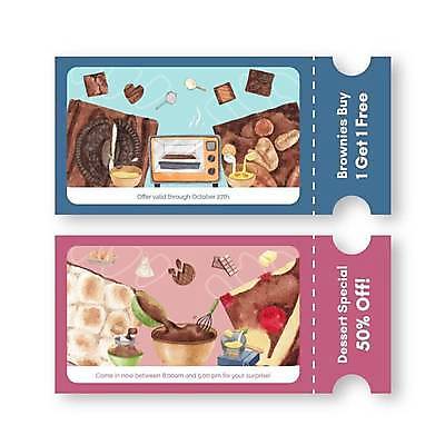 EPS 해외이미지 영어 빵 분홍색 일러스트 디저트 타이포그라피 사람없음 파란색 초콜릿 티켓 오븐 상품권 거품기 브라우니 해외일러스트 문자 음식 컬러 주방용품 가전제품 파일형식 벡터 이미지허브