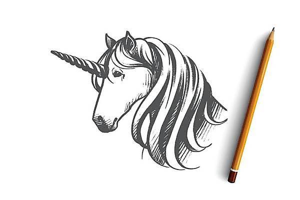 EPS 해외이미지 컨셉 일러스트 상상 사람없음 연필 스케치 손그림 공상 유니콘 해외일러스트 학용품 미술 필기구 파일형식 벡터 이미지허브