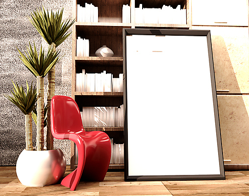 포토 JPG 해외이미지 식물 화분 액자 의자 책장 실내 사람없음 인테리어 3D 미니멀 해외포토 디자인 가구 내부 디지털합성 파일형식 이미지허브