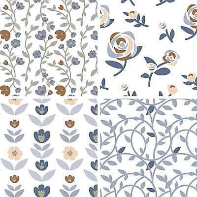 EPS 해외이미지 디자인 꽃 백그라운드 꽃무늬 일러스트 추상 사람없음 파란색 해외일러스트 식물 컬러 무늬 파일형식 벡터 이미지허브