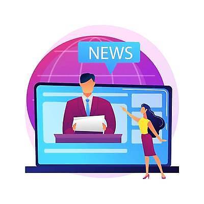 EPS 해외이미지 전신 여자 남자 종이 말풍선 일러스트 들기 상반신 성인 두명 노트북 디지털 가리킴 뉴스 아나운서 언론 지구모양 성인만 디지털라이프 해외일러스트 모양 직업 라이프스타일 지구 모션 사람 손짓 전자제품 파일형식 벡터 이미지허브