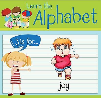 EPS 해외이미지 전신 알파벳 영어 여자 남자 어린이 말풍선 일러스트 영어교육 소년 여러명 상반신 달리기 조깅 비만 J 단어공부 단어카드 어린이만 땀흘리기 해외일러스트 문자 교육 다수 컨셉 모션 사람 학습 운동 몸매 파일형식 벡터 단어장 이미지허브