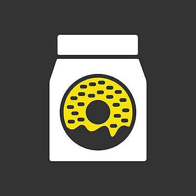 EPS 해외이미지 일러스트 포장 사람없음 종이봉투 노란색 검은색 도넛 테이크아웃 배달음식 해외일러스트 음식 컬러 디저트 봉투 배달 파일형식 벡터 이미지허브