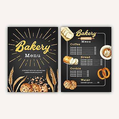 EPS 해외이미지 빵 일러스트 사람없음 쿠키 검은색 빵집 커피잔 식빵 메뉴 메뉴판 벼이삭 라떼 반죽밀대 부스러기 브레첼 해외일러스트 커피 음식 컬러 디저트 잔 상점 이삭 밀대 파일형식 벡터 이미지허브